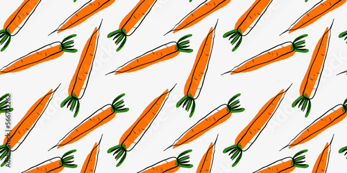 Seamless pattern with carrot, doodle style, hand drawing, vector illustration