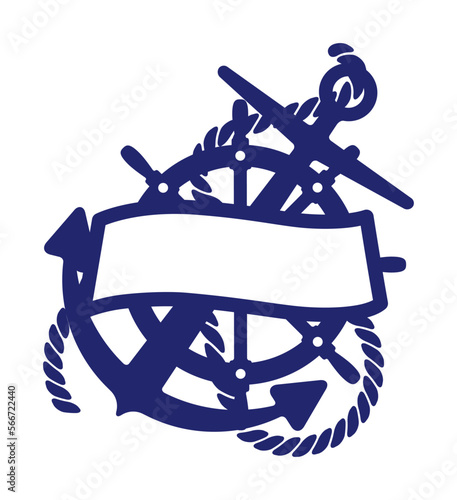 Young sailor name frame with anchor and helm