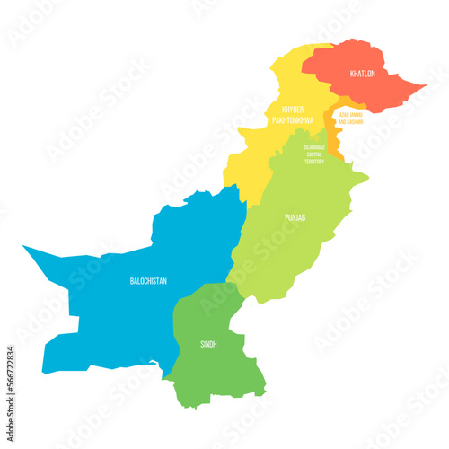Pakistan political map of administrative divisions