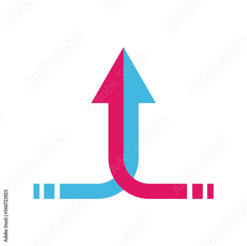 Two arrows symbol of partnership, teamwork, icon, vector.