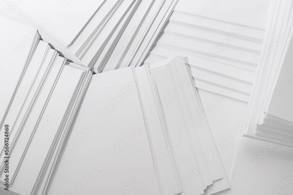 Obraz premium White paper sheets as background, top view