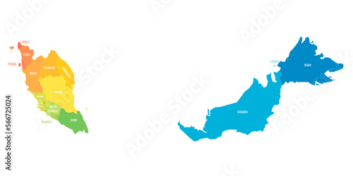 Malaysia political map of administrative divisions