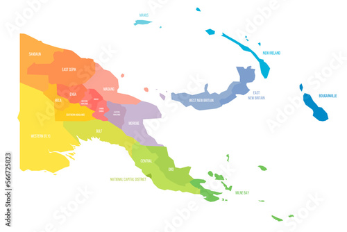 Papua New Guinea political map of administrative divisions