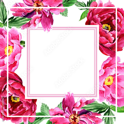 
Watercolor pink peonies in a congratulatory frame.