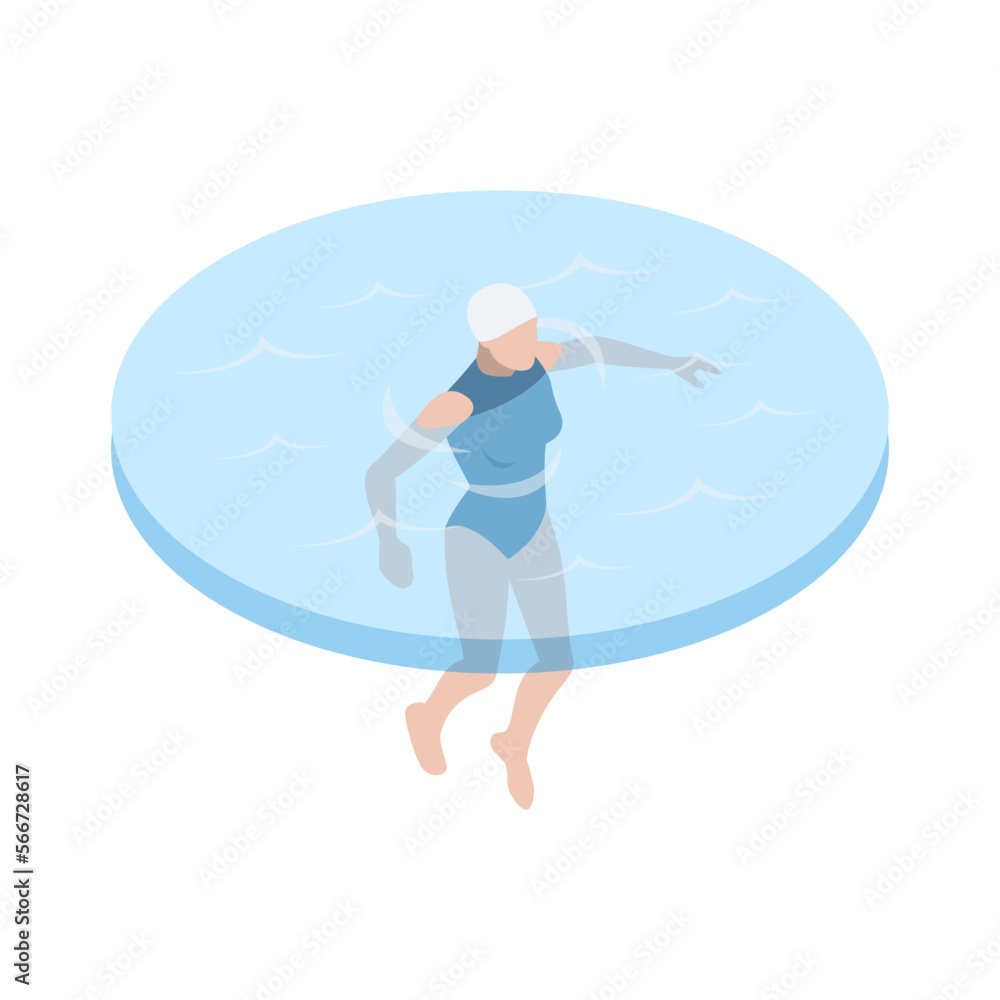 Swimming Girl Isometric Composition