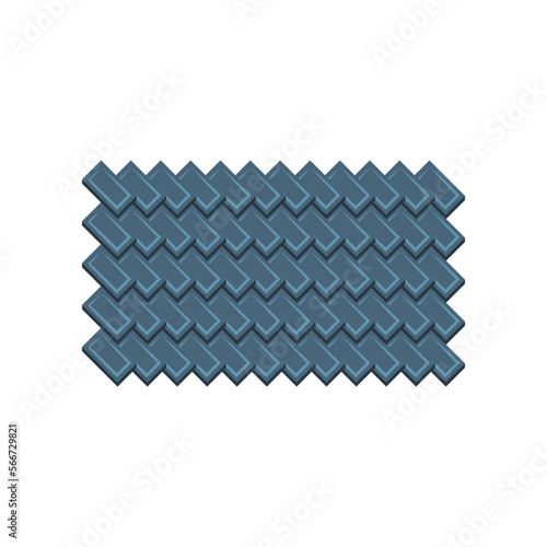 Blue metal shingles for roof vector illustration. Cartoon drawing of metallic profile sheets for house or home roof on white background. Construction, materials concept