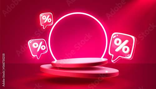 Mega sale special offer, Stage podium percent, Stage Podium Scene with for Award, Decor element background. Vector