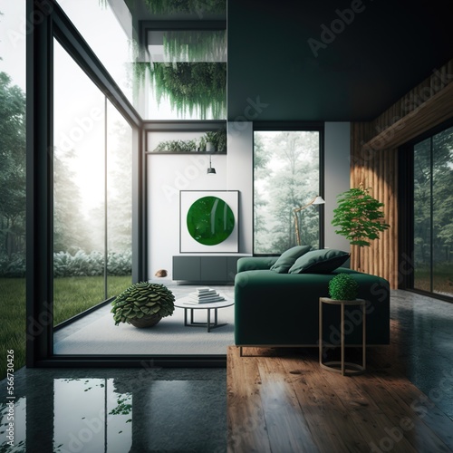 Green house interior concept. Generative AI.