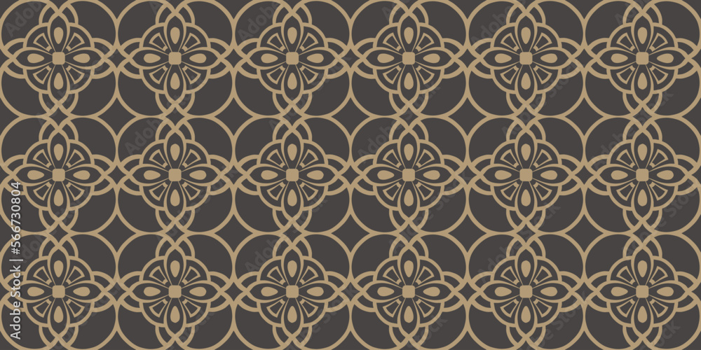 Seamless geometric pattern with abstract floral elements based on Arabic ornaments.