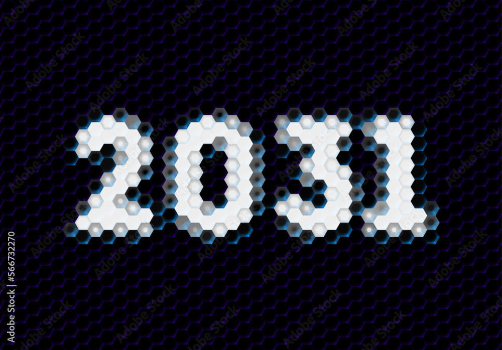 Sign of the 2031 year with hex pixel grid. New Years number or digits for holiday eve celebration card or calendar. Sign of the 2031 year with hex pixel grid. New Years number or digits for holiday eve celebration card or calendar.