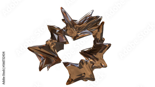 3D figure. 3D render of abstract shapes  Abstract Bronze figures. golden figure