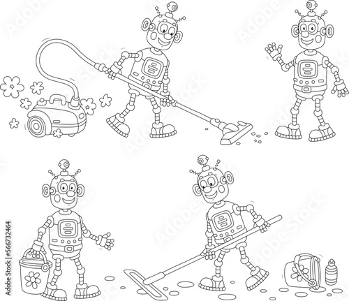 Cartoon set of a funny robo...