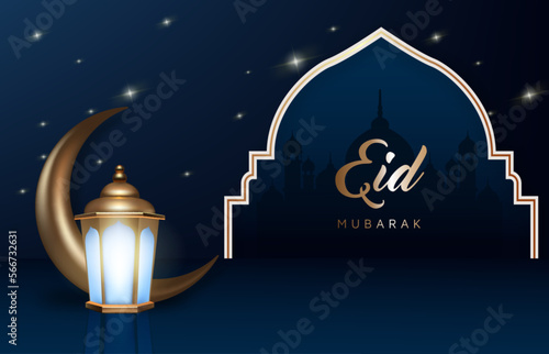 realistic eid mubarak background template design