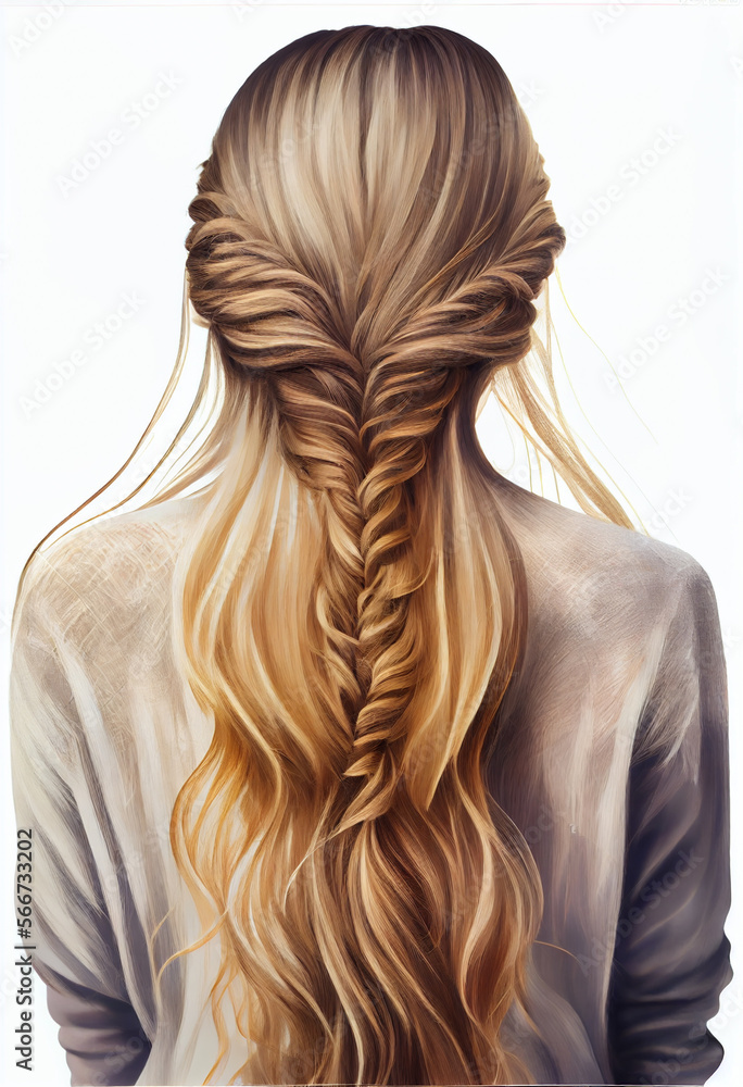 Naklejka premium Beautiful woman hairstyle, back view.