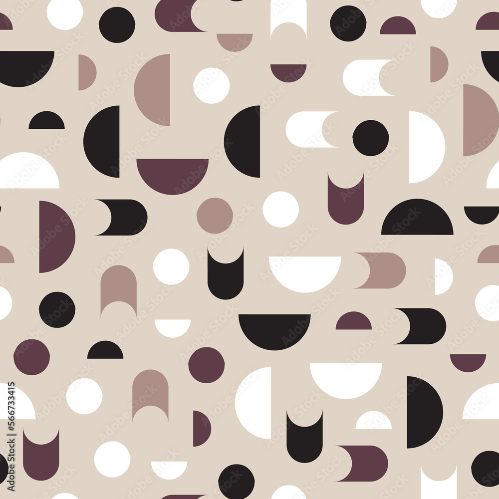 Fototapeta premium Mid century pattern with simple geometric shapes