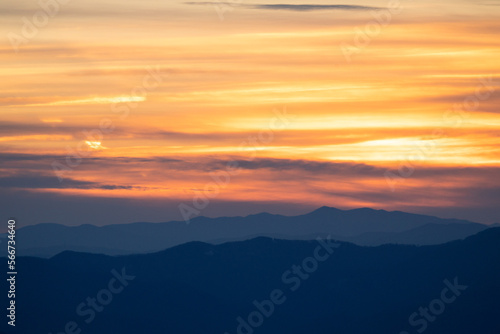Sunset over the Blue Ridge Mountains in North Carolina