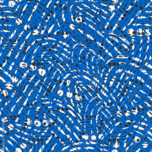Brushed doodle pattern in blue and white
