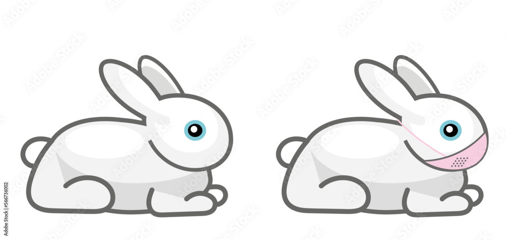 Obraz premium Kaninchen mit maske, infografik Gesundheitsprävention 