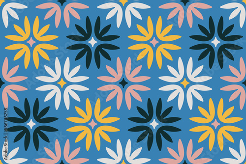 RETRO GEOMETRICAL FLORAL SEAMLESS PATTERN IN EDITABLE FILE