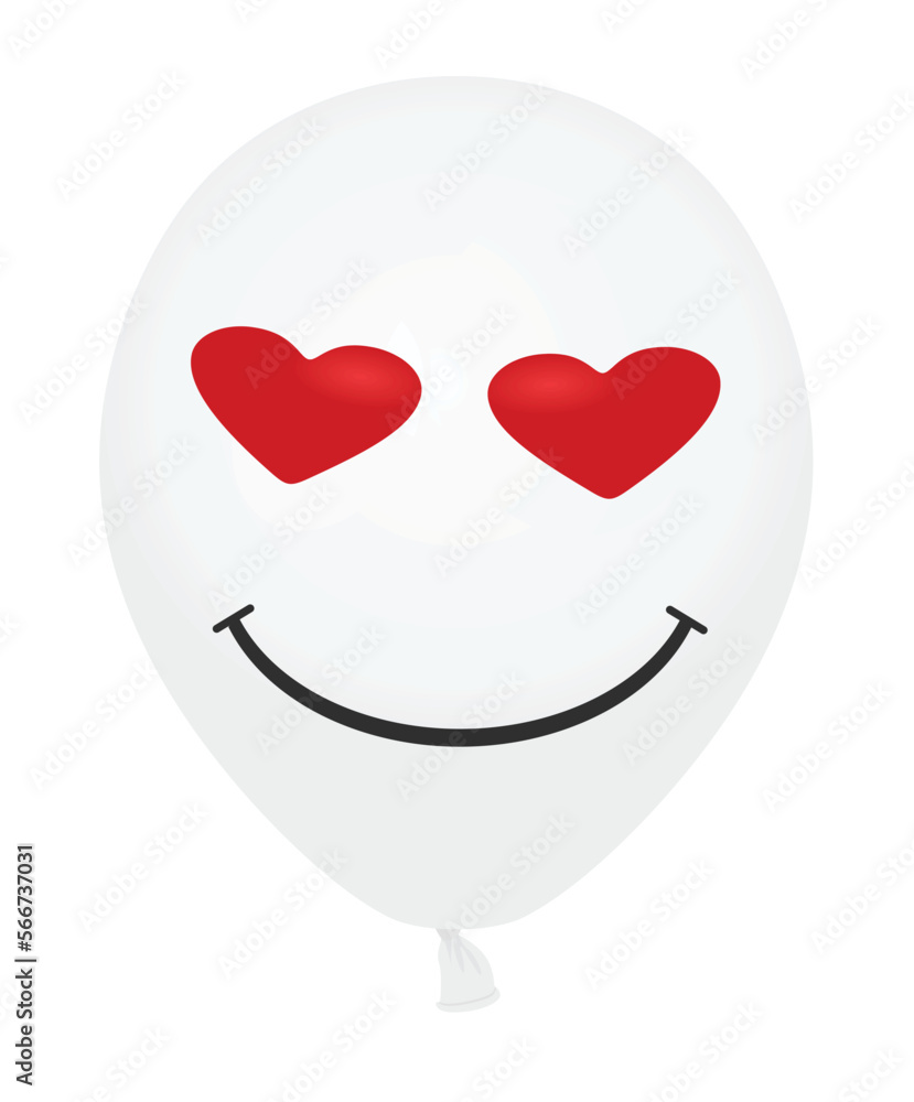 White loving emoticon balloon. vector