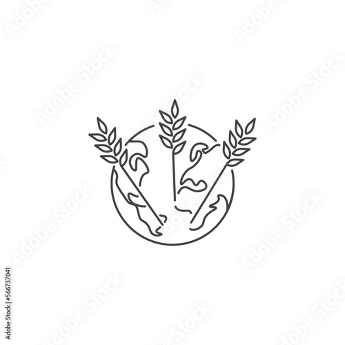 Food justice, global food wheat. Vector icon logo illustration
