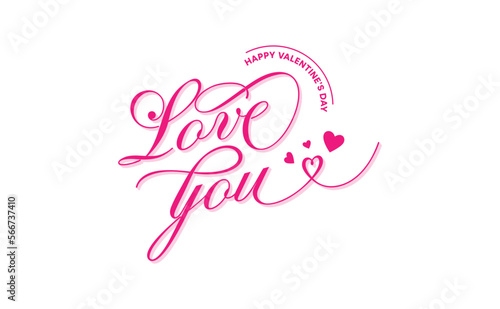 Lettering typography Valentine s day concept. Hand drawn text for Valentine greeting card. Vector illustration 