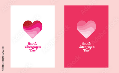 Greeting Cards of Happy Valentine's Day. Trendy poster art templates illustration. Vector fashion backgrounds.
