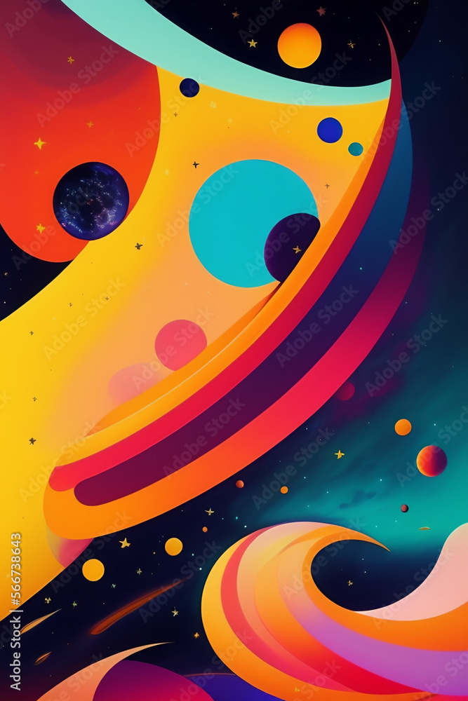 Fototapeta premium Colorful Trippy Psychedelic Abstract Background, Backdrop, Poster Banner or Flier With Space For Text - Generative AI