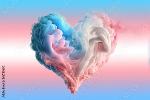 Valentine's Day Trans Visibility 2023: LGBTQ Transgender Flag With a Heart Made of Smoke in the Trans Flag Colours, Gender Non-binary, Gender Nonconforming,  photo