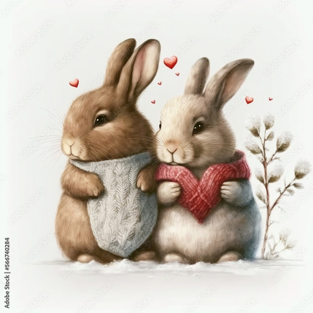 Valentine's Day Two couple rabbit
