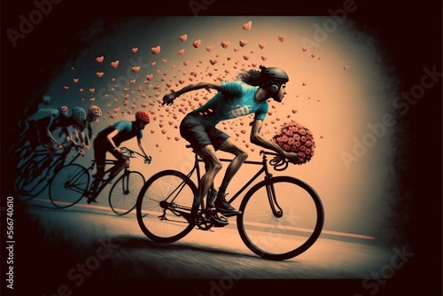 Valentine's Day bicycle race bike messenger race roses heart