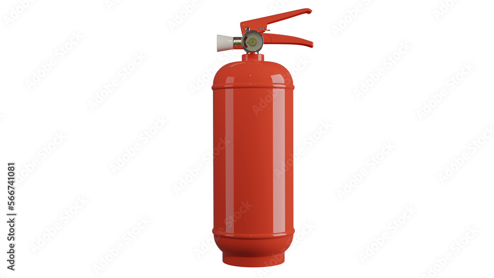 Red fire extinguisher isolated on transparent background. Firefighter concept. 3D render