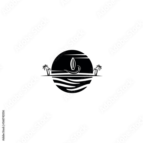 Surfing logo and emblems for Surf Club. Vector Illustration for Logo and T-shirt Design