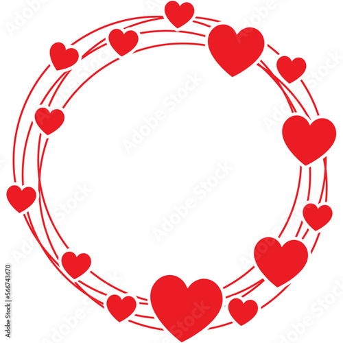 Circle with Hearts Frame, frame with hearts SVG