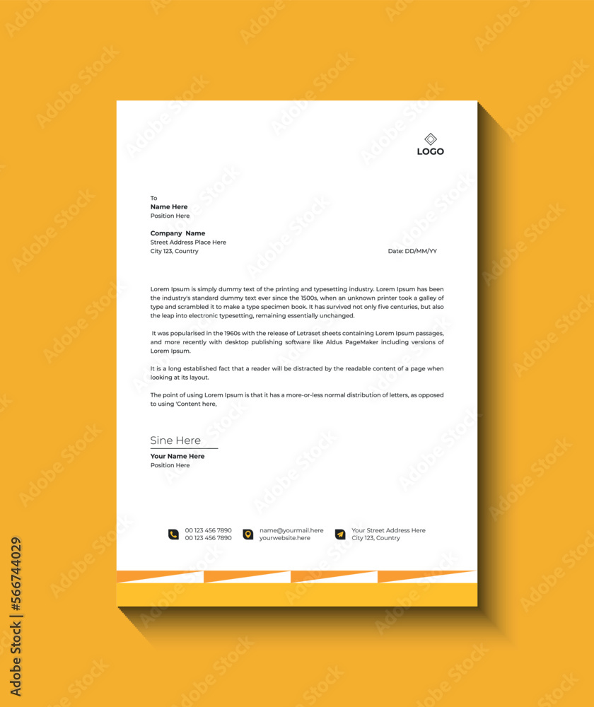 Yellow and white letterhead template design Yellow and white letterhead template design