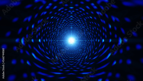flowing blue dot lights wave symmetry art