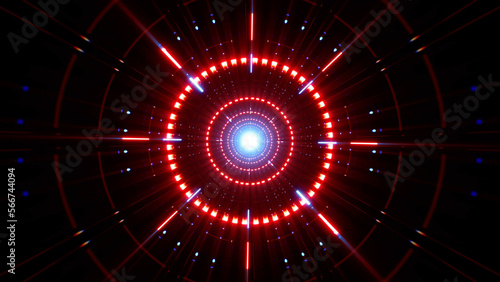 Geometric Design Background of Red and Blue Circle Lights