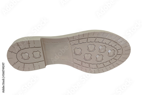 shoe sole on a white background,sole of women's shoes cream color isolated