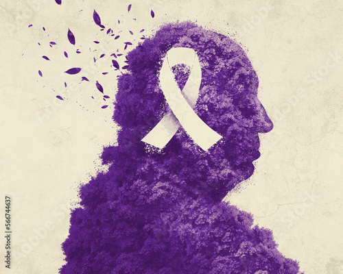 Obraz na plátně Fevereiro Roxo Alzheimer Fibromialgia Lúpus Câncer Doença Conscientização Idoso