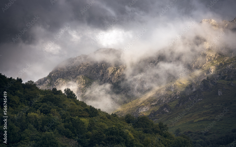 Misty Mountain At Picos de Europa National Park, Asturias, Spain