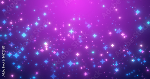 Abstract blue and purple bright glowing stars glamorous festive sparkling energy magical particles  abstract background