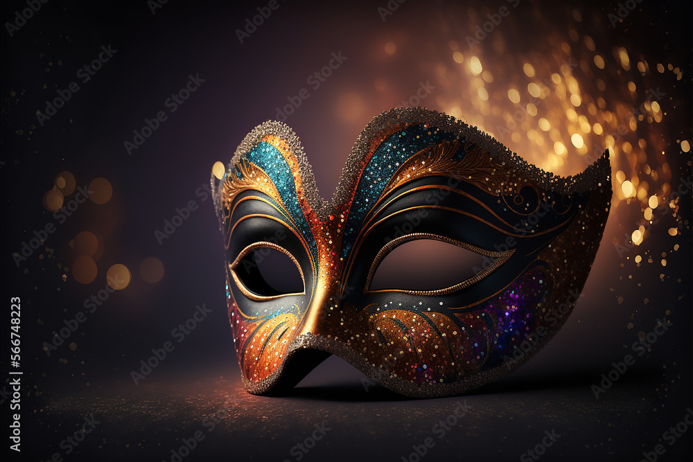 mascara de carnaval colorida ilustração de carnval com fundo desfocado 