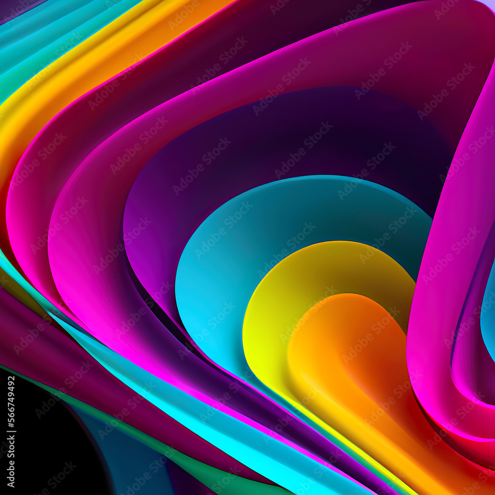 © PixlMakr - 3D Rendering Of Colorful Abstract Twisted Wavy Shape In Motion. Computer Generated Geometric Digital Art. Generative AI © PixlMakr - 3D Rendering Of Colorful Abstract Twisted Wavy Shape In Motion. Computer Generated Geometric Digital Art. Generative AI