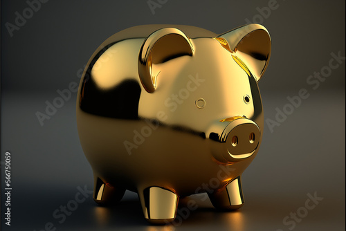 porquinho dourado decorativo econômia e riqueza  photo