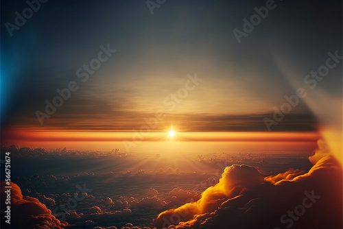 por do sol em cima das nuvens vista da janela do avião 