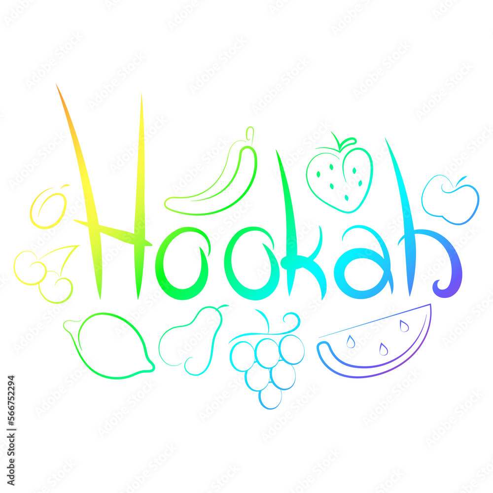 Color lettering hookah with fruits and berries