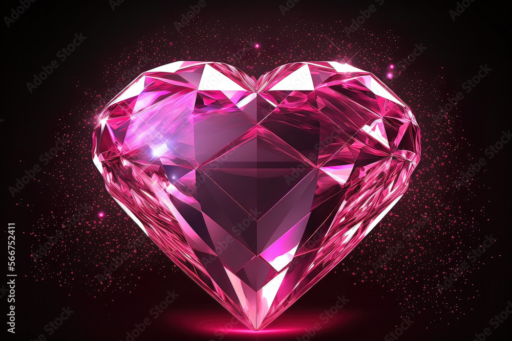 Fototapeta premium Valentines Day Diamond Pink Heart Background Generative AI