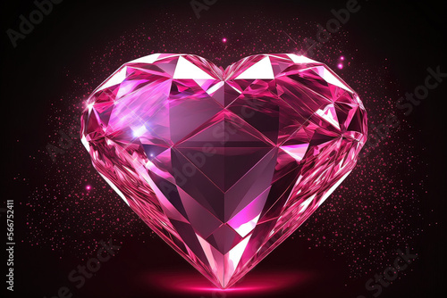 Valentines Day Diamond Pink Heart Background Generative AI