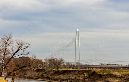 Margaret Hunt Hill Bridge viewed from Trammell Crow Park in Dallas, Texas