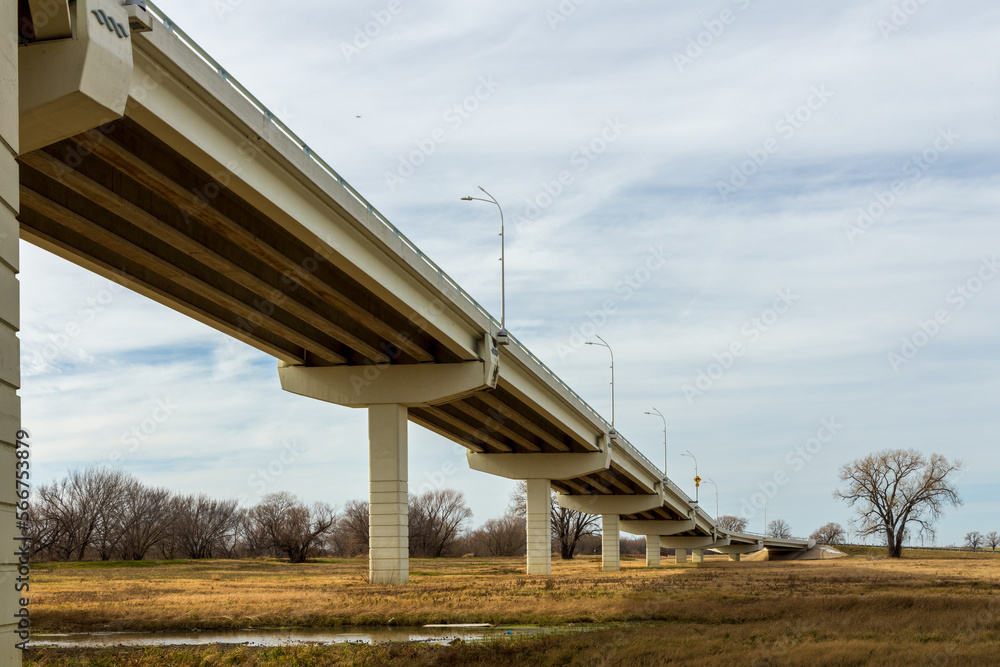 Sylvan Avenue Bridge viewed from Trammell Crow Park in Dallas, Texas